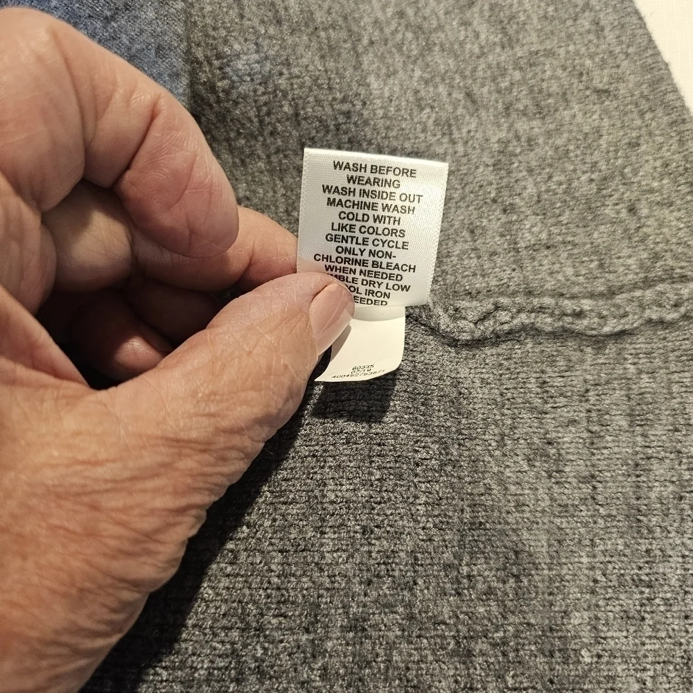 ELLE Black & Gray Open Front Long Color block Cardigan Sweater sz S - Picture 9 of 12